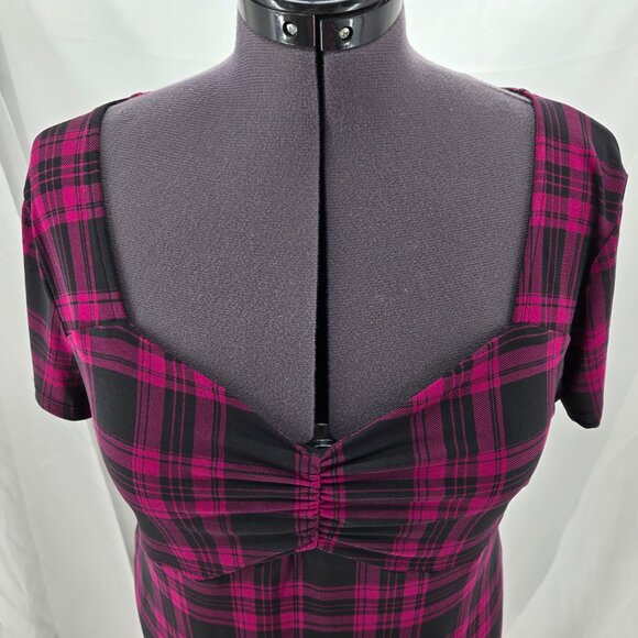 76-24 Torrid Black Purple Plaid Babydoll Top Blouse Women’s Size 1 XL(14/16) - Picture 4 of 8